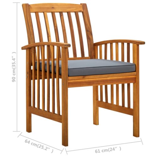 Garden Dining Chairs 2pcs with Cushions Solid Acacia Wood - Image 9