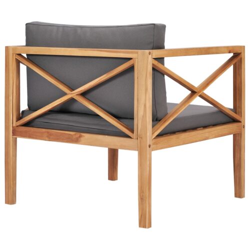 Garden Chair with Grey Cushions Solid Wood Teak - Image 5