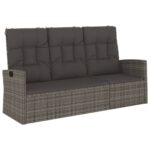 Reclining Garden Bench with Cushions Grey 173cm Poly rattan