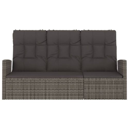 Reclining Garden Bench with Cushions Grey 173cm Poly rattan - Image 3
