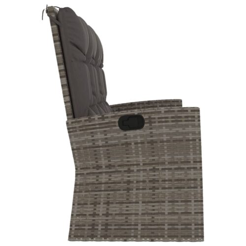 Reclining Garden Bench with Cushions Grey 173cm Poly rattan - Image 4