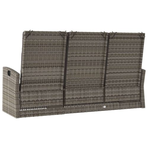 Reclining Garden Bench with Cushions Grey 173cm Poly rattan - Image 5
