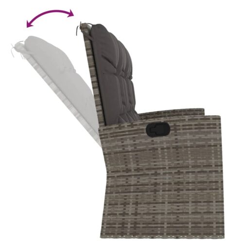 Reclining Garden Bench with Cushions Grey 173cm Poly rattan - Image 6