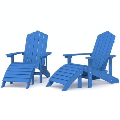 Garden Adirondack Chairs 2pcs with Footstools HDPE Aqua Blue