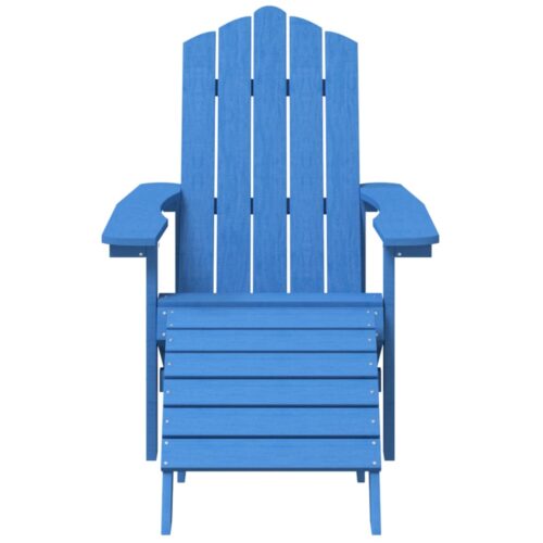 Garden Adirondack Chairs 2pcs with Footstools HDPE Aqua Blue - Image 4