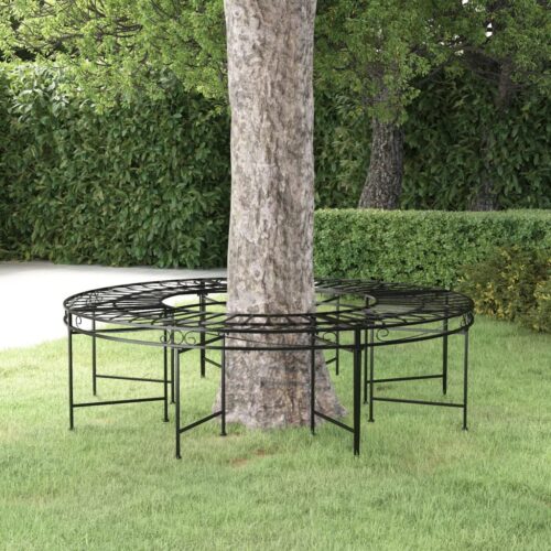Round Tree Bench 160cm Black Steel - Image 2