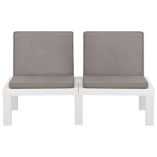 Garden Lounge Benches with Cushions 2pcs Plastic White - Image 5