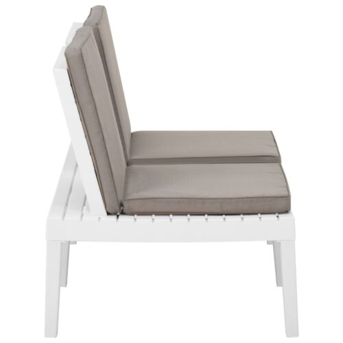 Garden Lounge Benches with Cushions 2pcs Plastic White - Image 6
