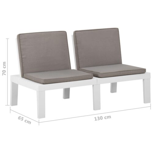 Garden Lounge Benches with Cushions 2pcs Plastic White - Image 9