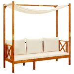 Garden Bench with Canopy Footrests Solid Acacia Wood