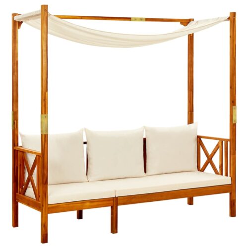 Garden Bench with Canopy Footrests Solid Acacia Wood