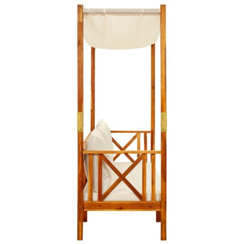 Garden Bench with Canopy Footrests Solid Acacia Wood - Image 5
