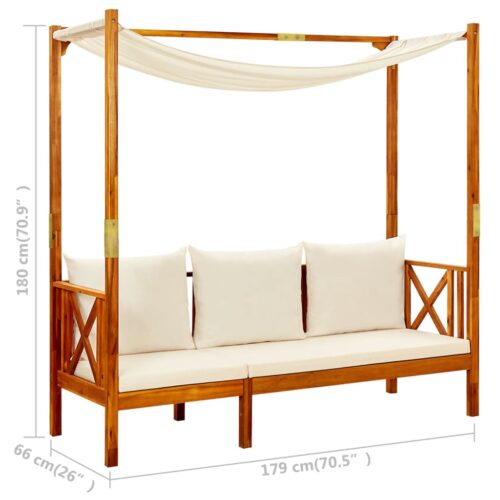 Garden Bench with Table Footrests Solid Acacia Wood - Image 10