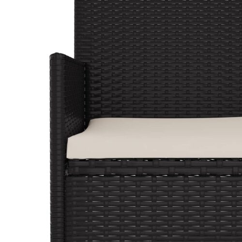 2-Seater Garden Bench with Cushions Black Poly Rattan - Image 7