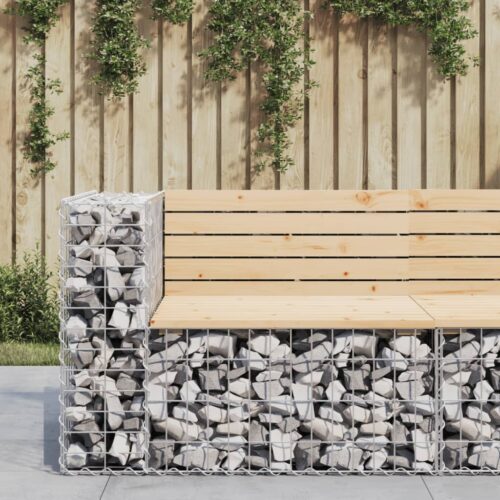 Garden Bench Gabion Design 92x71x65.5cm Solid Wood Pine - Image 2