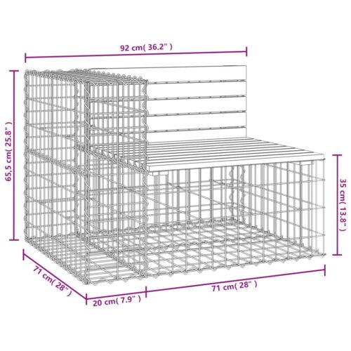 Garden Bench Gabion Design 92x71x65.5cm Solid Wood Pine - Image 8