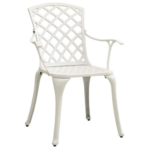 Garden Chairs 2pcs Cast Aluminium White