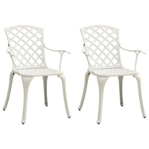 Garden Chairs 2pcs Cast Aluminium White - Image 2
