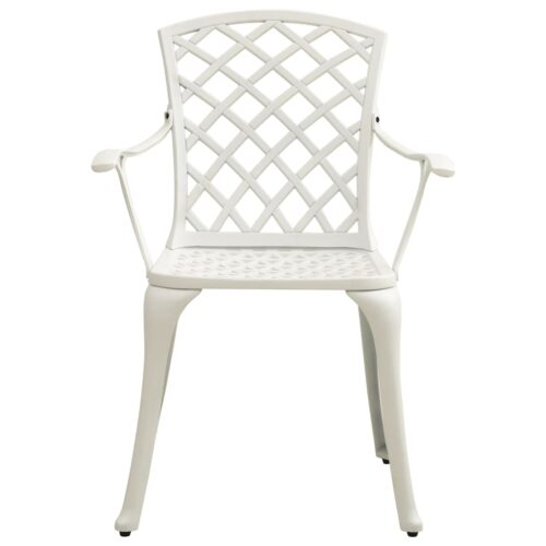 Garden Chairs 2pcs Cast Aluminium White - Image 3