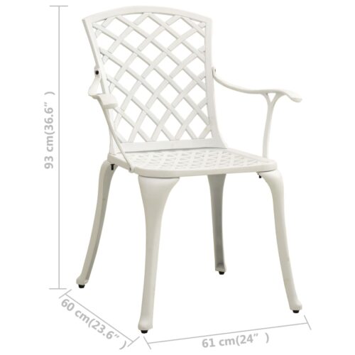 Garden Chairs 2pcs Cast Aluminium White - Image 8