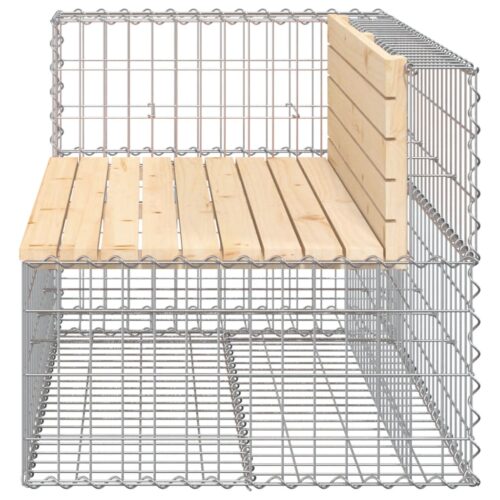Gabion Garden Bench Outdoor Patio Wooden Park Seat Chair Steel Solid Pine Wood - Image 4
