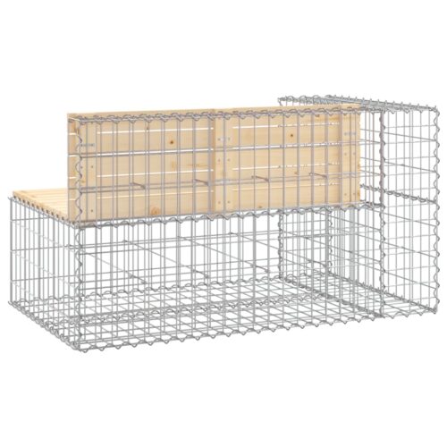 Gabion Garden Bench Outdoor Patio Wooden Park Seat Chair Steel Solid Pine Wood - Image 5