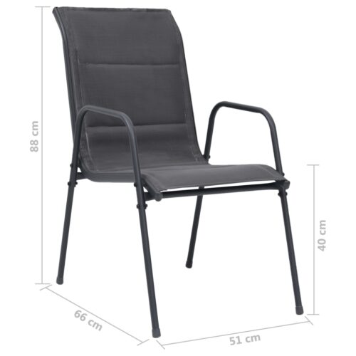 Stackable Garden Chairs 6pcs Steel Textilene Anthracite - Image 7