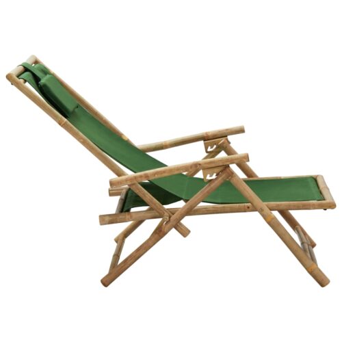 Reclining Relaxing Chair Green Bamboo Fabric - Image 6