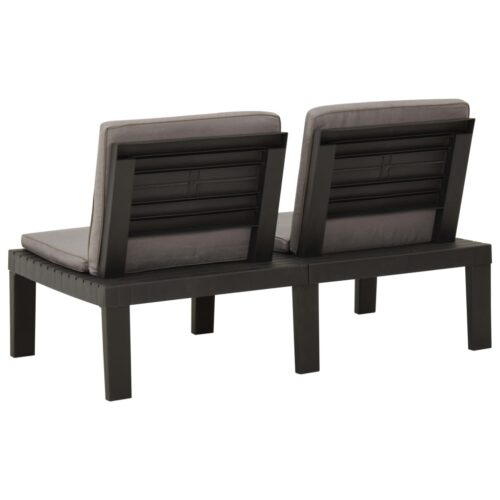 Garden Lounge Bench with Cushion Plastic Grey - Image 4