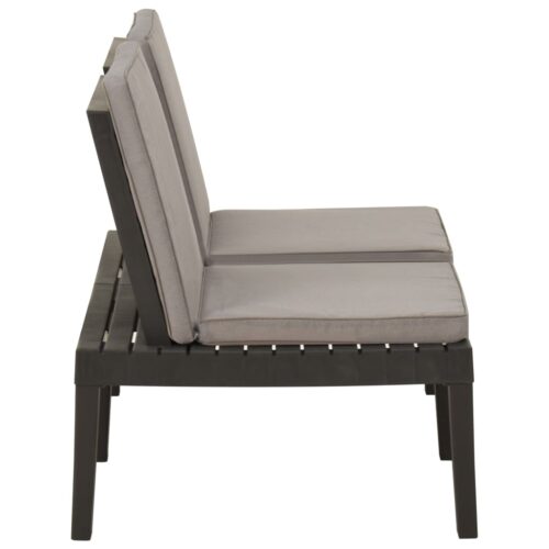 Garden Lounge Bench with Cushion Plastic Grey - Image 5