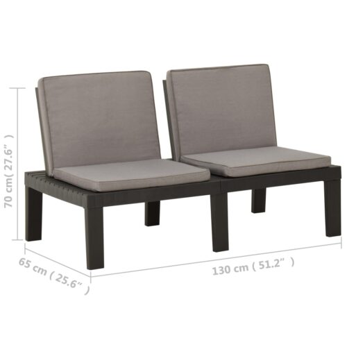 Garden Lounge Bench with Cushion Plastic Grey - Image 7