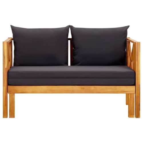 2-Seater Garden Bench with Cushions 122cm Solid Acacia Wood - Image 10