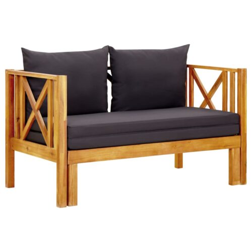 2-Seater Garden Bench with Cushions 122cm Solid Acacia Wood - Image 2