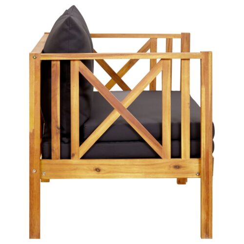 2-Seater Garden Bench with Cushions 122cm Solid Acacia Wood - Image 4