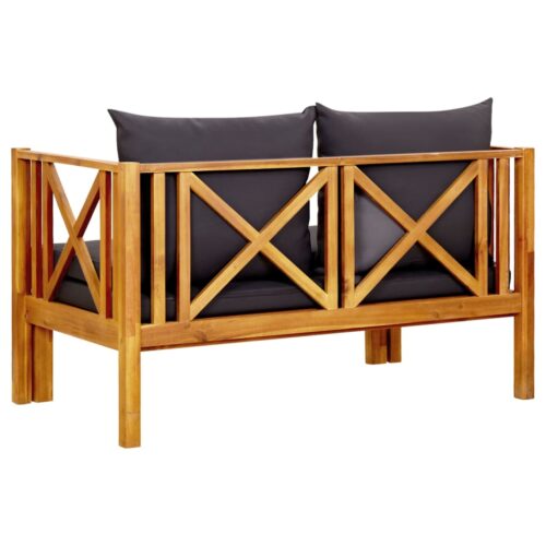 2-Seater Garden Bench with Cushions 122cm Solid Acacia Wood - Image 5