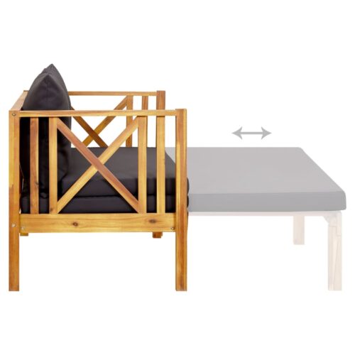2-Seater Garden Bench with Cushions 122cm Solid Acacia Wood - Image 6