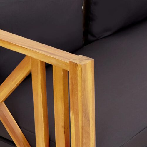2-Seater Garden Bench with Cushions 122cm Solid Acacia Wood - Image 7