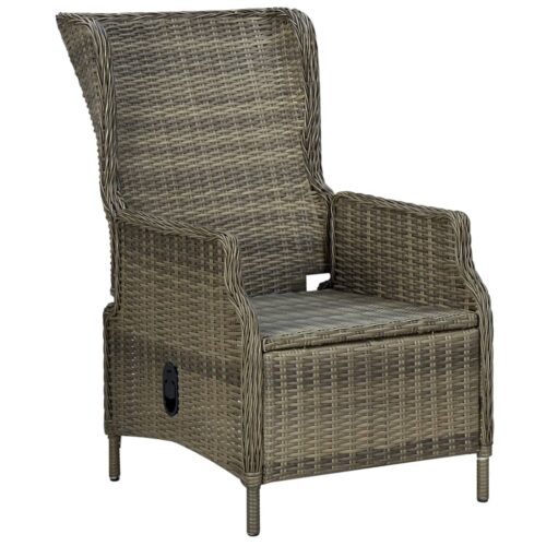 Reclining Garden Chair with Footstool Poly Rattan Brown - Image 5