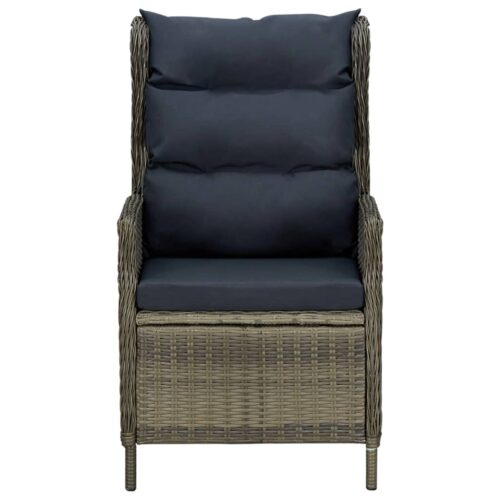 Reclining Garden Chair with Footstool Poly Rattan Brown - Image 6