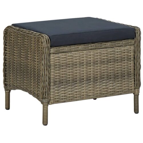 Reclining Garden Chair with Footstool Poly Rattan Brown - Image 8