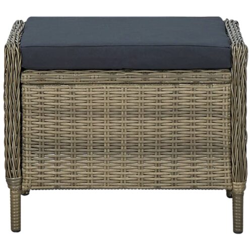 Reclining Garden Chair with Footstool Poly Rattan Brown - Image 9