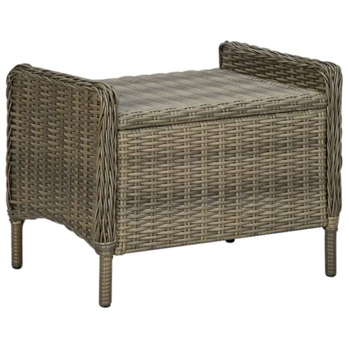Reclining Garden Chair with Footstool Poly Rattan Brown - Image 10