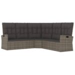 Reclining Corner Sofa with Cushions Grey Poly Rattan Wicker Outdoor Patio Furniture