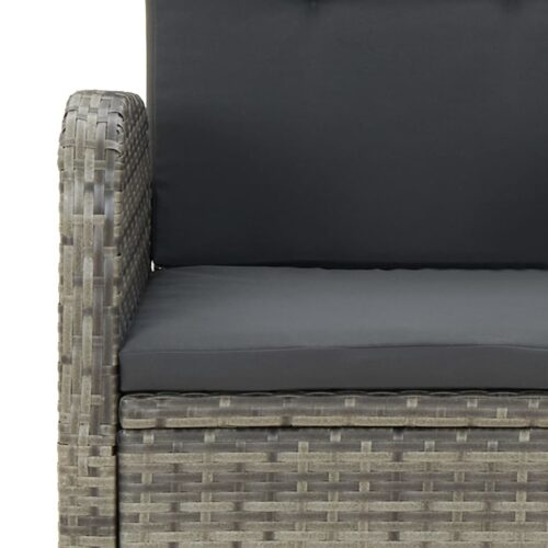 5-Piece Garden Dining Set with Cushions Grey Poly Rattan Wicker Outdoor Patio Furniture - Image 8