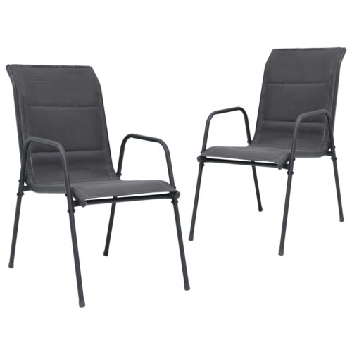 Stackable Garden Chairs 2pcs Steel Textilene Anthracite - Image 2