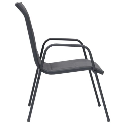 Stackable Garden Chairs 2pcs Steel Textilene Anthracite - Image 3