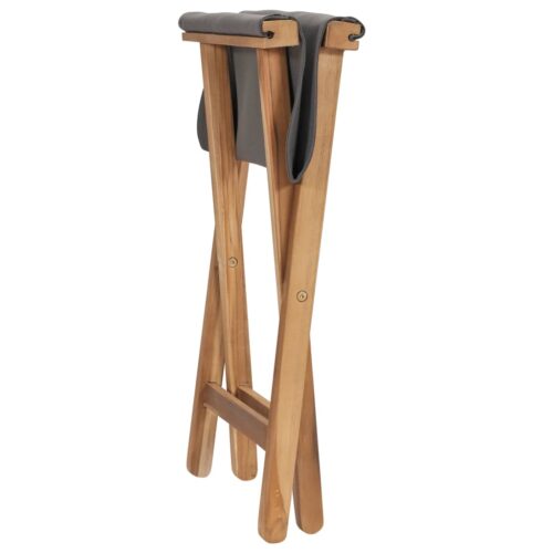 Folding Chairs 2pcs Solid Teak Wood Fabric Dark Grey - Image 5