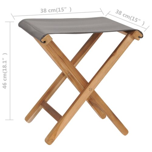 Folding Chairs 2pcs Solid Teak Wood Fabric Dark Grey - Image 7