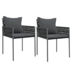 Garden Chairs with Cushions 2pcs Black 54x61x83cm Poly Rattan
