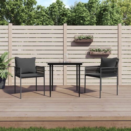 Garden Chairs with Cushions 2pcs Black 54x61x83cm Poly Rattan - Image 2